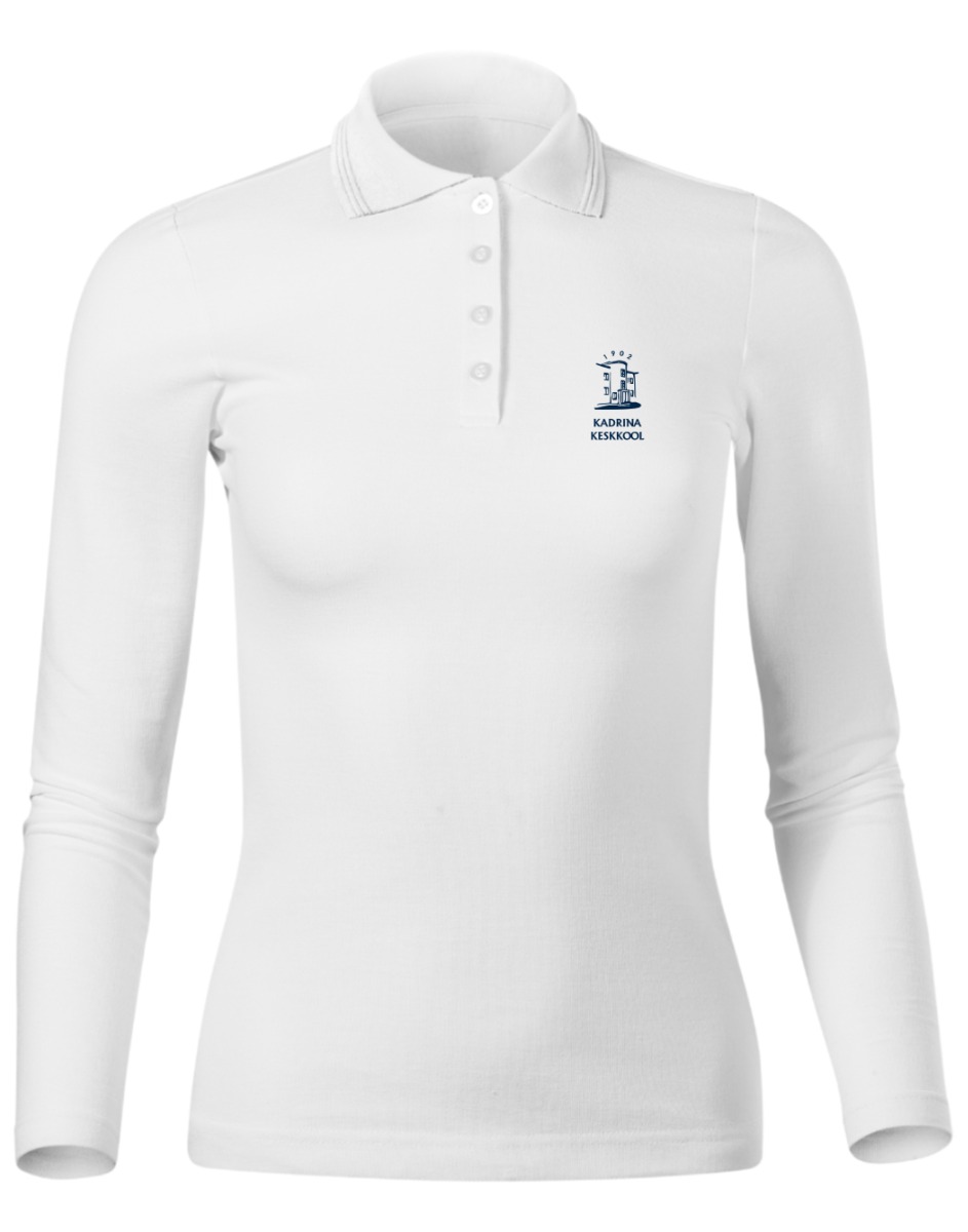 Naiste pikkade varrukatega polosärk, valge