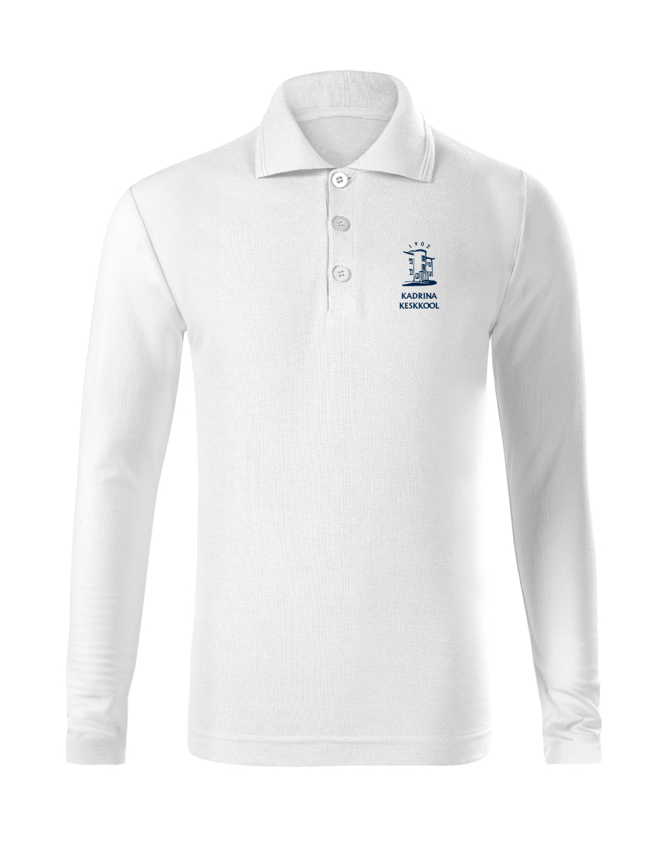 Laste kitsas pikkade varrukatega polosärk, valge